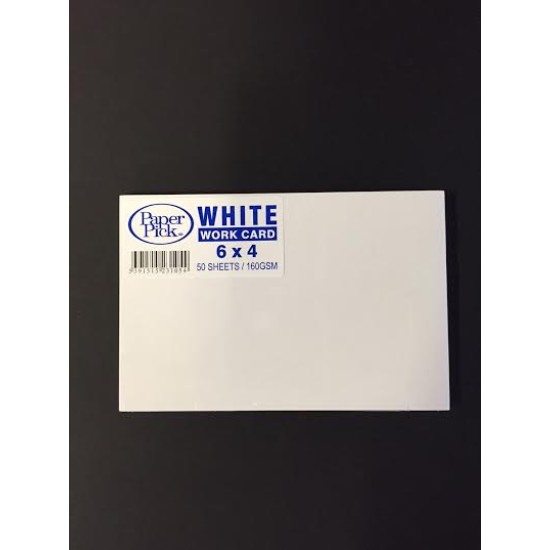 Work/ Flash Cards 6 x 4 White PK 50