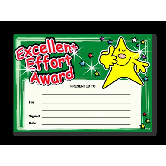 Award Certs Excellent Effort