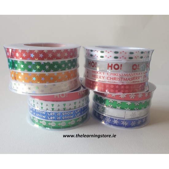 Festive Ribbon Christmas Spools set of 4