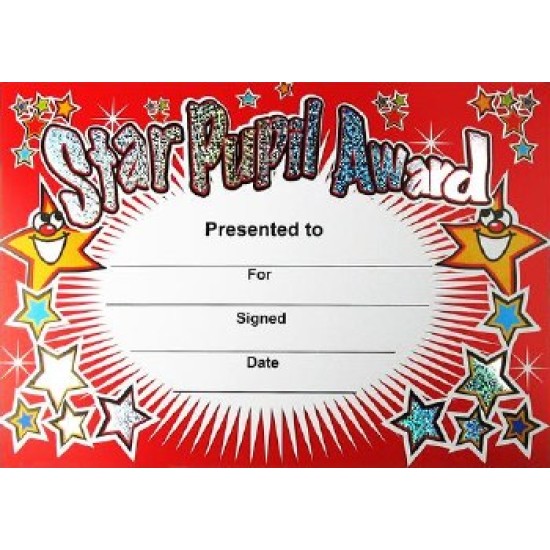 Award Certs Star Pupil (Red)