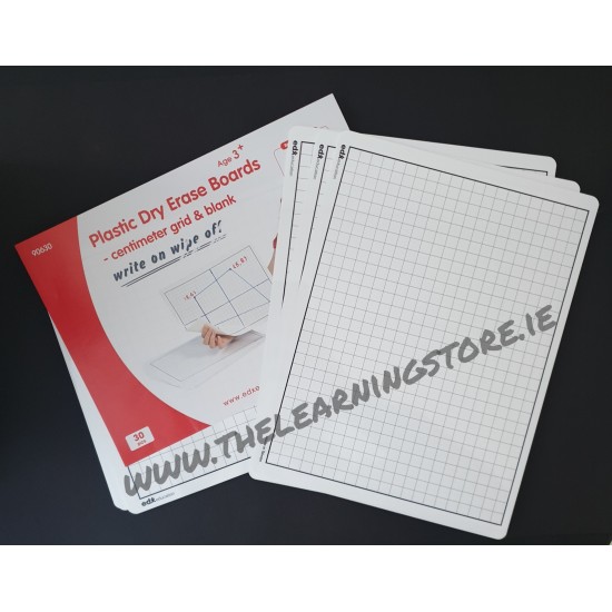 Whiteboard Drywipe Boards - 10mm Grid & Blank (30)